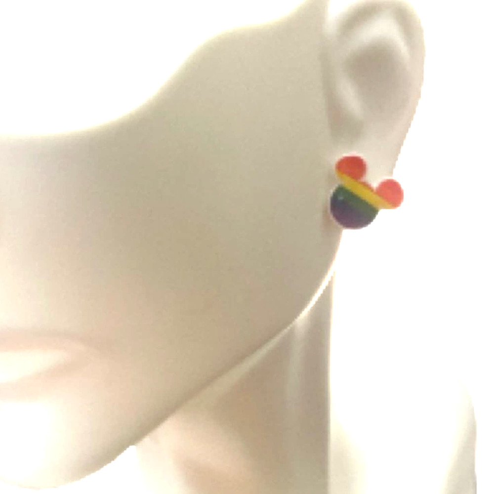 Mouse Inspired Rainbow Pride Stud Earrings - Picture 1 of 4
